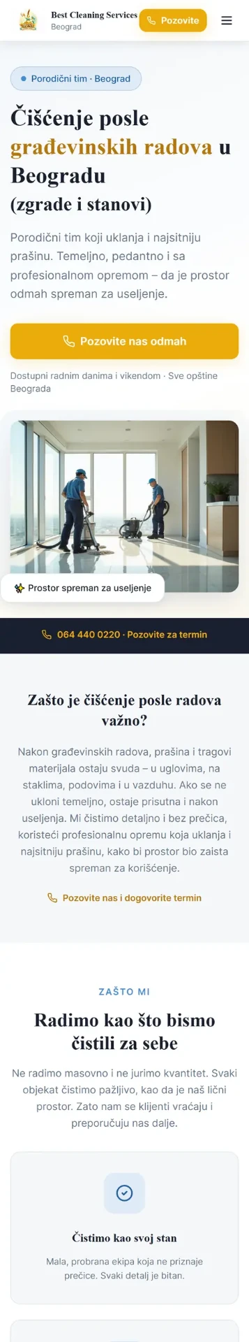 Mobilni prikaz sajta Čisto & Uredno