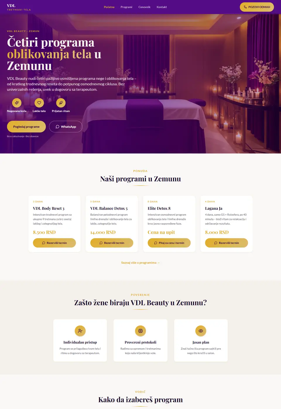 Desktop prikaz sajta VDL Beauty Zemun