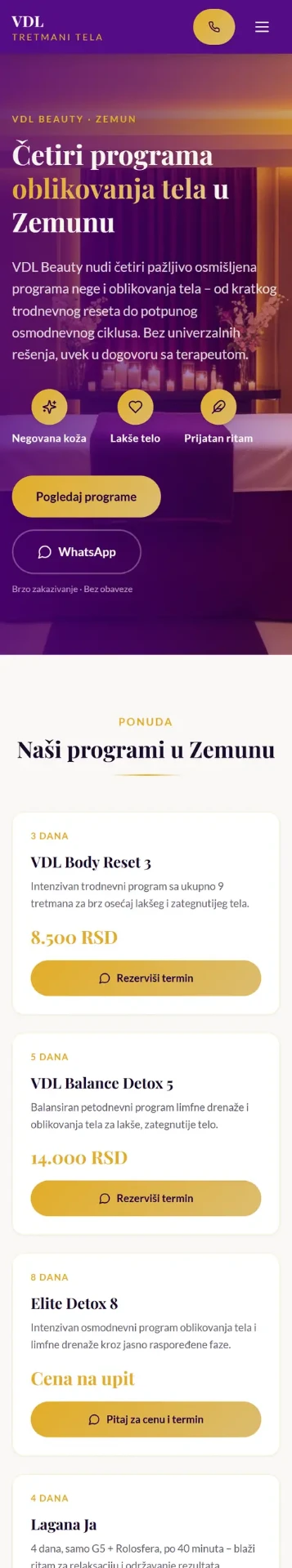 Mobilni prikaz sajta VDL Beauty Zemun